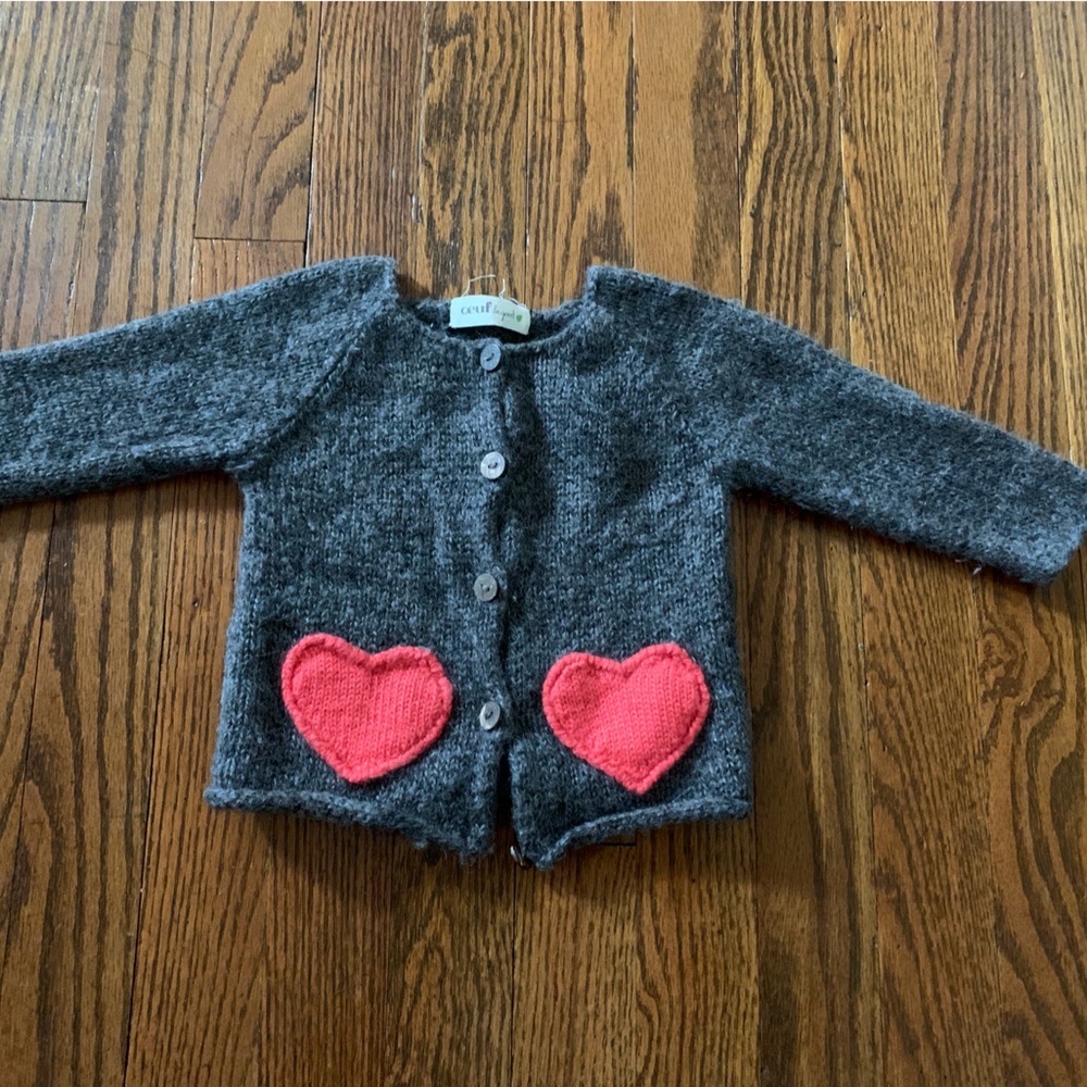 Oeuf 6m baby alpaca heart cardigan valentines sweater